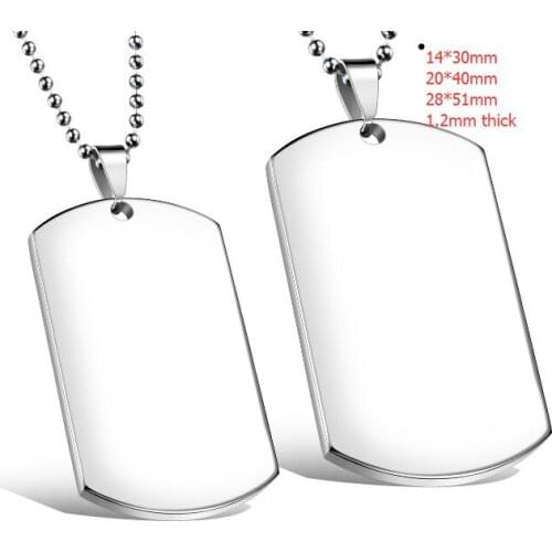 GNAYY 5pcs/10pcs/50pc Stainless Steel 1.2mm thick Dog Tag Pendant Army card Charms wholesale choose size 14*30mm/20*40mm/28*50mm