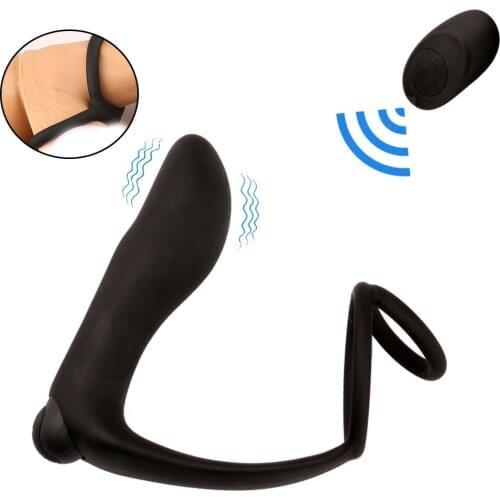 10 Speeds Anal Dildo Vibrator Anus Prostate Massager Butt Plug 10 Vibrating Delay Ring On Penis Masturbator Sex Toys for Men