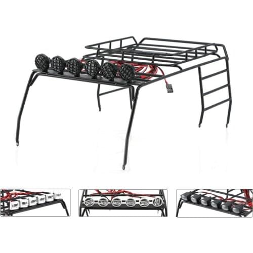 RC Roof Rack Top Holder Protective Rack Luggage With Multi-function LED Light for JEEP Roof Rack Crawler RC Car