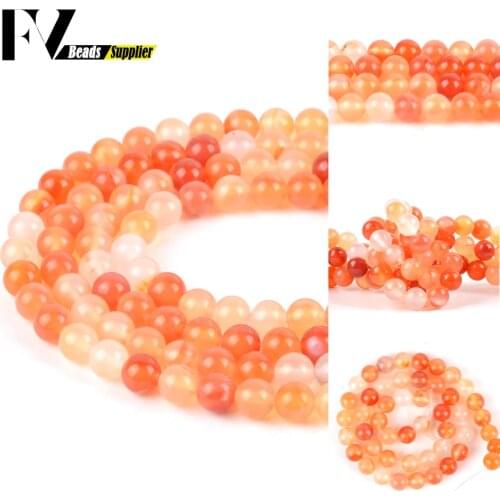 4/6/8/10/12mm Natural Orange Red Agates Carnelian Stone Beads Loose Spacer Beads Necklace Bracelet Accessory For Jewelry Making