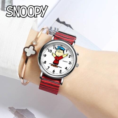 Snoopy Fashion Women Men Watch Kids Children Watches Canvas Strap Cartoon Genuine Brand Quartz Wristwatches Waterproof Clock New