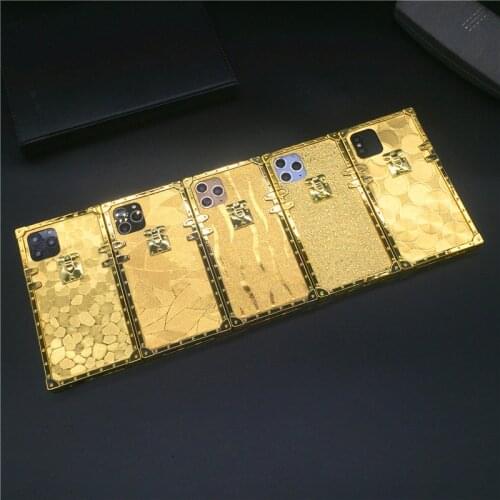 YXAYN Luxury Square Gold Glitter Case for iphone X XR XS MAX 7 8 Plus Soft Silicone Cover Phone Cases for iphone 12 11 PRO MAX