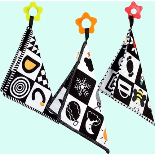 Baby Black And White Cognitive Comfort Towel Baby Handkerchief Molar Teeth Gum Animal Digital Learning Ring Paper Comfort Towel