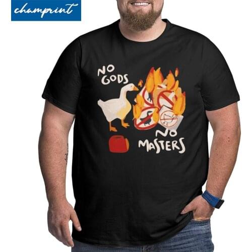 Casual Untitled Goose Game No God No Masters Meme T-Shirt Men Cotton T Shirt Big Tall Tees Big Size 4XL 5XL 6XL Clothes