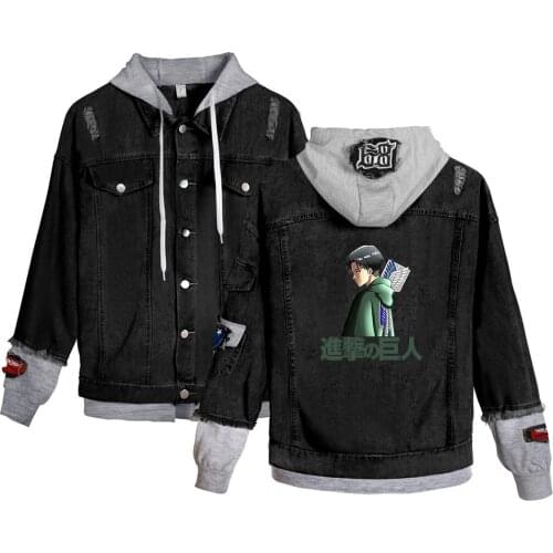 Classic Shingeki No Kyojin Attack on Titan mens Denim Coat Jeans Jacket Scout Regiment Women Denim Jackets Hooded Sweatshirts