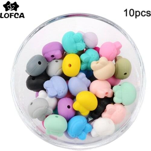 LOFCA 10pcs Cartoon Frog Baby Silicone Beads For Food Grade Baby Teethers Dental Care Gifts Pacifier Clip Chain Making Toys