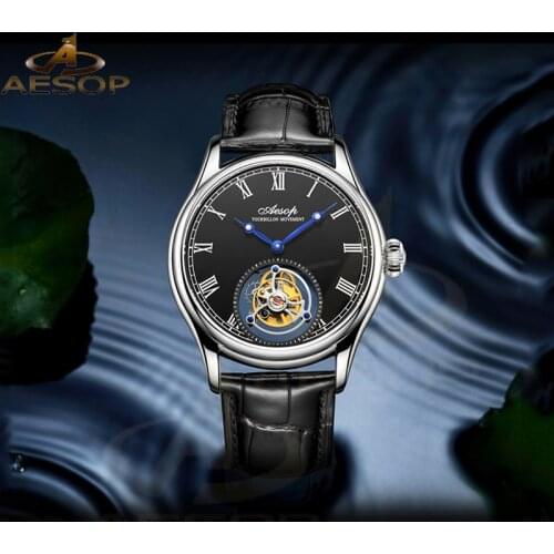 AESOP Mechanical Men Watch Flying Tourbillon Mechanical Watch for Men Wristwatch Man Skeleton Male Clock Sapphire Watches reloj