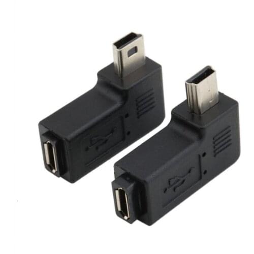 USB Micro 5Pin Female to Mini 5Pin Male 90 Degree Angle right Adapter Converter 200PCS