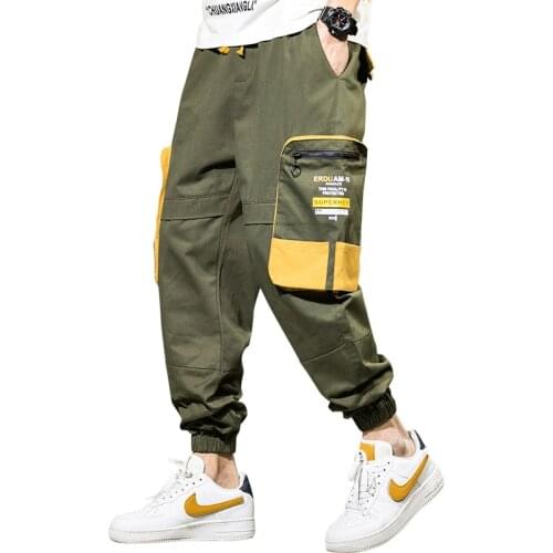 2020 Harajuku Men Streetwear Pants Big Pockets Hip Hop Cargo Pants Harem Joggers Trousers ABZ692