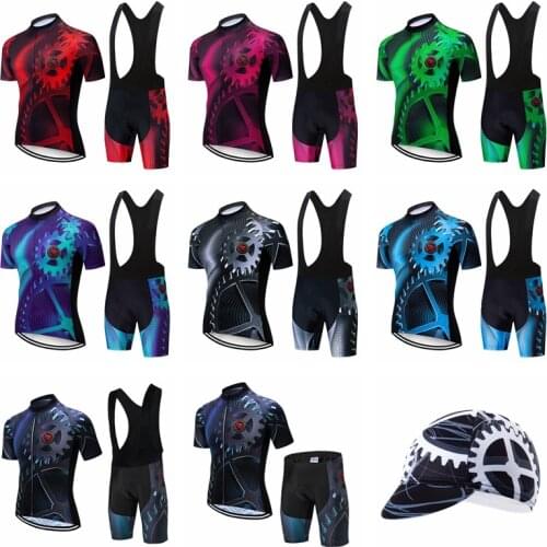 Mens Cycling Jersey Sets MTB Mountain Bicycle Clothing Ropa Ciclismo Summer Short Sleeve Shirts Top 3D Gel Padded Bib shorts