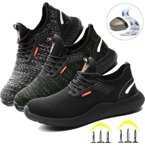 Soft Breathable Steel Toe Shoes Men Women Indestructible Work Shoes Lightweight Comfortable Safety Sneakers Slip-Resistant Shoes