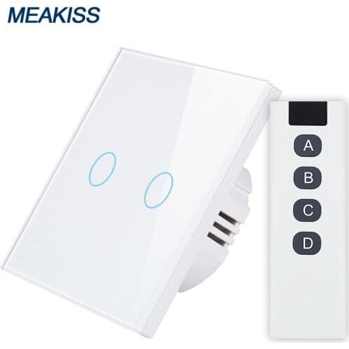 Wall touch light switch RF433 Frequency wireless remote control EU standard crystal tempered glass panel Button sensor switch
