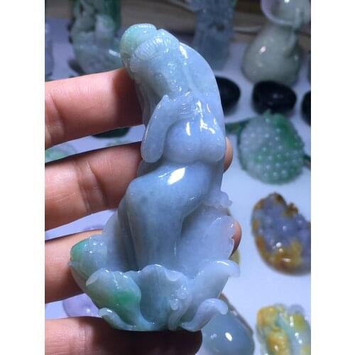 Natural Myanmar jade 7A HandCarved jade beauty lady jadeite green jade pendant jade necklace pendants jewelry necklaces