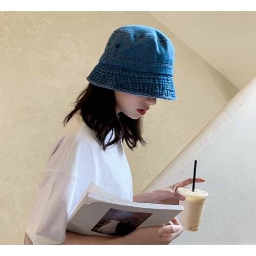 New Panama Solid Color Washed Cowboy Fishermans Hat women Outdoor Sun Hat Four Seasons Section Lovers Fashion wild Bucket Hats
