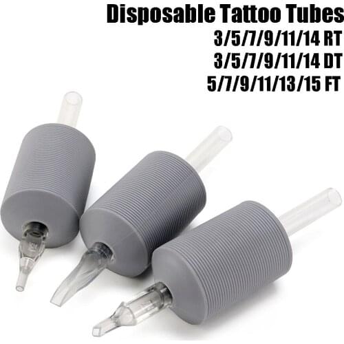20Pcs/Box 30mm Disposable Tattoo Tubes For Flat Or Round Needles Tips Grey Soft Silicone Sterilized Tattoo Grips Tubes Supplies