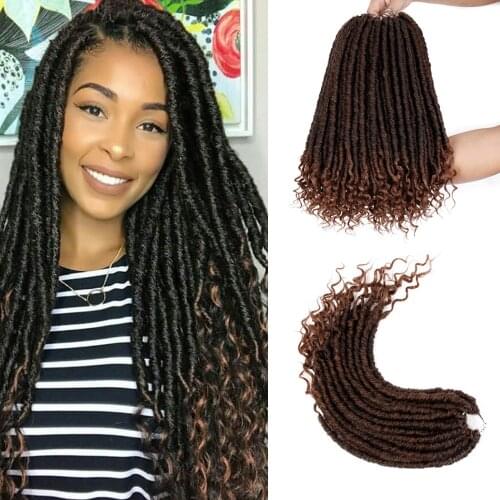 Onyx 20" Pre-Twist Goddess Hair Ombre Faux Locs Hair Extensions Synthetic Crochet Braiding Hair for Women