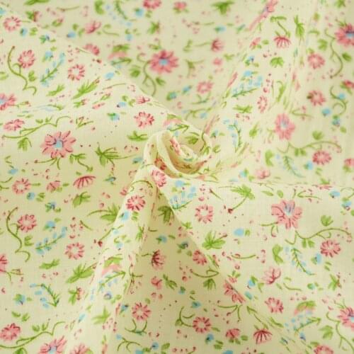 Booksew Patchwork 100% Cotton Fabric Yellow Sewing Little Flowers Designs Beige Tecido Scrapbooking Plain Cloth Crafts Tissu