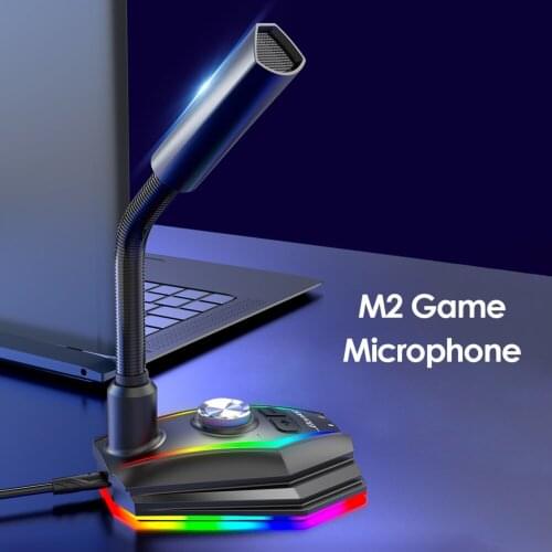 Wired Microphone USB Studio Gaming 360 Omnidirectionnel PC Microphone for Computer Desktop Professional Dual Mic LED