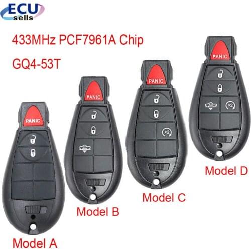 2+1/ 3+1/ 4/ 5 Button Remote Key Fobik Fob for Dodge RAM 1500 2500 3500 4500 2013-2018 433MHz PCF7961A Chip GQ4-53T