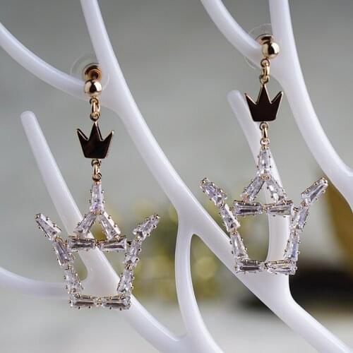 Crown earring zircon earrings in S925 needles for women girls luxury drop earrings for daily for party wedding jewelry