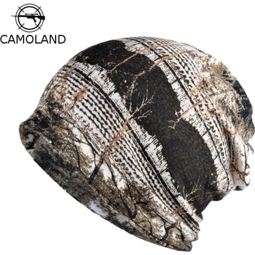 Fleece Autumn Winter Hat Men Women Casual Cap Military Camouflage Summer Beanies Knitted Cotton Skullies Thermal Men Scarf Camo