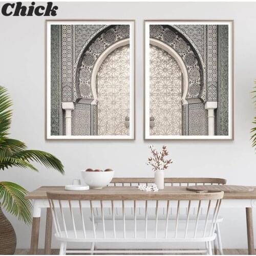 Modern Moroccan Print Marrakesh Door Travel Poster Boho Wall Art Canvas Painting Pictures for Living Room Home Decoration