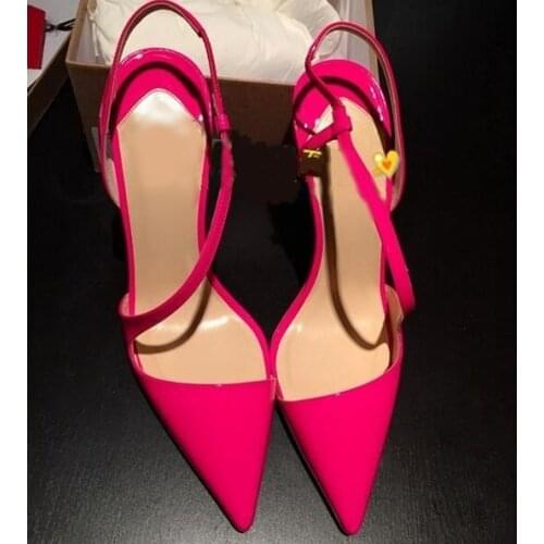 Hot Selling Pink Patent Leather Pumps Women Shoes Cut-out Pointed Toe Wedding Shoes Bride Hollow Cross Strap Banquet Shoes