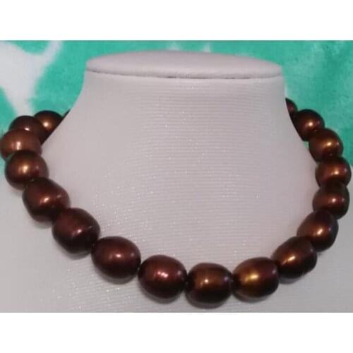 Gorgeous 10-11mm tahitian baroque chocolate pearl necklace 18"925s