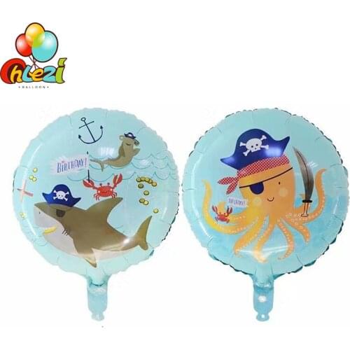 10pcs 18 inch Pirate Shark octopus Foil balloons Sea Animal Favor Baloon Inflatable Globos birthday party decorations kids Toys