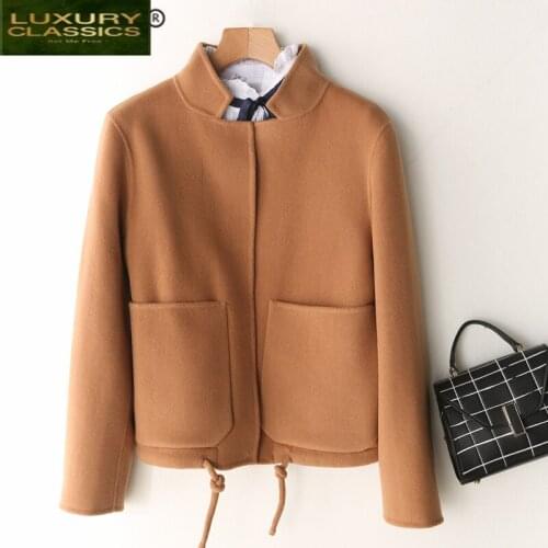 Wool Winter Coat 100% Women Autumn Clothes 2021 Elegant Vintage Cashmere Jacket Ladies Short Woolen Jackets Hiver LW1617