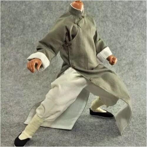 ZYTOYS 1/6 Scale Male Clothes Grey Chinese Kung Fu Suit Long Robe for 12 inches TBL PH action figure body dolls