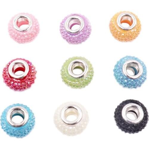 10Pcs 17mm Big Round Large Hole European Plastic Beads Fit Pandora Bracelet Necklace Earrings Curtains DIY for Jewelry Making