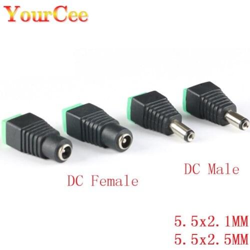 10Pcs=5sets 5.5x2.5mm 5.5x2.1mm 5Pcs Female + 5Pcs Male DC Power Plug Connector Adapter for 5050 3528 5060 LED Strip Camera New