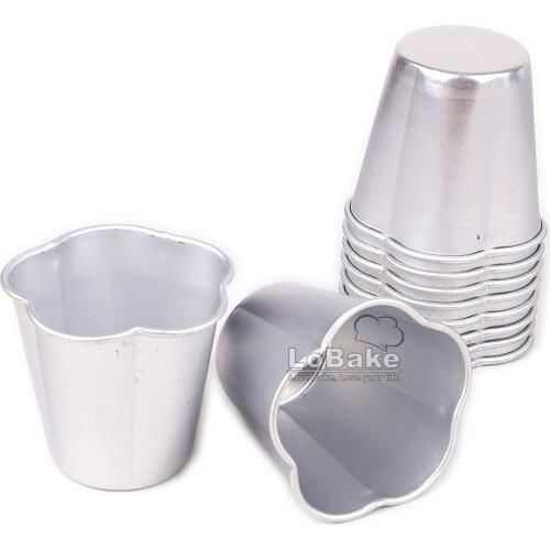 10pcs 7.2cm diameter five-petaled flower shape aluminium alloy egg tarts molds mousse cake mold jelly pudding gelatin moulds DIY