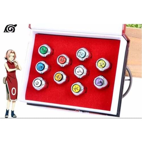 10 Stuks Naruto Ringen Akatsuki Xiao Organisatie Ring Uchiha Itachi Payne Pak 10 Sets Model Meest Collection Cosplay Model Toy
