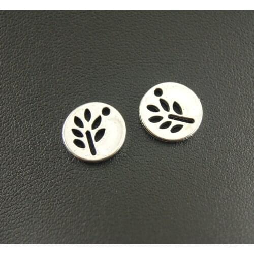 15pcs Silver Color/bronze Mini Round Leaf Charm Handmade Charms Pendants Jewelry Findings 12mm