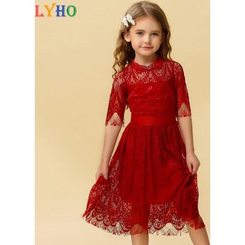 2021 Lace Princess Dress Summer Toddler Girls Dresses Baby Girl Clothing Kids Outfit Causal Long Sleeve Printed Evening Skirt