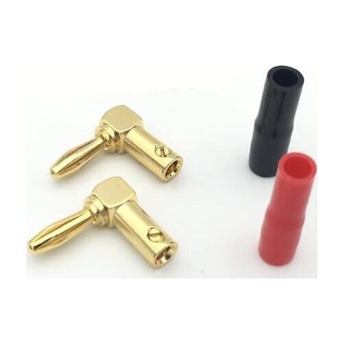 4pcs/lot Copper Right Angle/90 Degree Screw Type Banana Plug / Speaker Cable Connector
