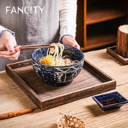 FANCITY Ramen bowl Japanese tableware business hat bubble noodle bowl single student ceramic household net red large noodle soup
