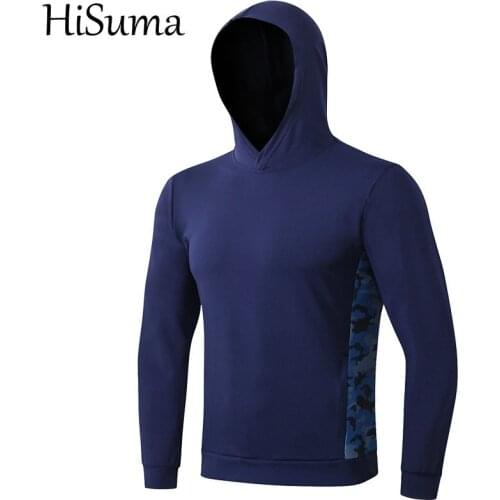 HISUMA Spring Autumn Men Compression Quick Dry Shirt Hooded T-Shirt Camouflage Skinny Fitness Sweatshirt Bodybuilding Tops Tees