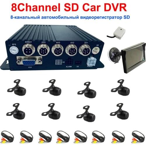 Russian Menu 8pcs Camera DVR Monitor Recorder Kit SD Car 8 Channel SD Car DVR Camera System,Russian Menu ,Free Shipping