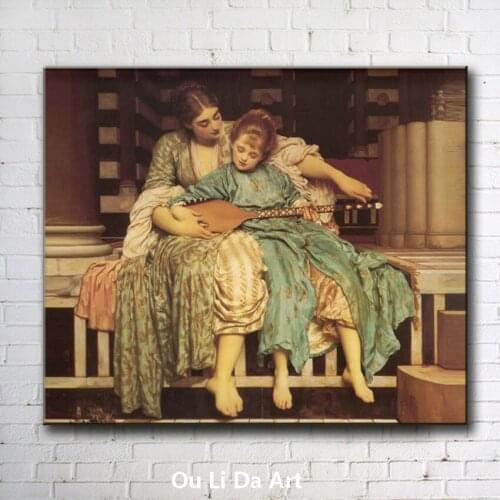Classical court figures mother girl classical music oil painting canvas printing printed on canvas wall art decoration picture