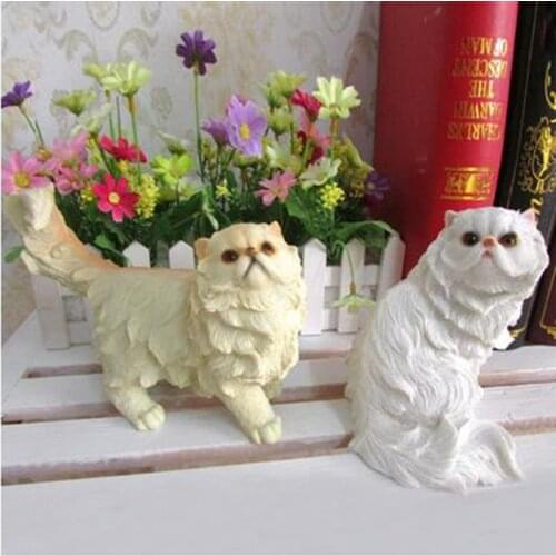 Simulation Persian cat crafts, creative animal art ornaments, home desktop decorations, birthday gifts