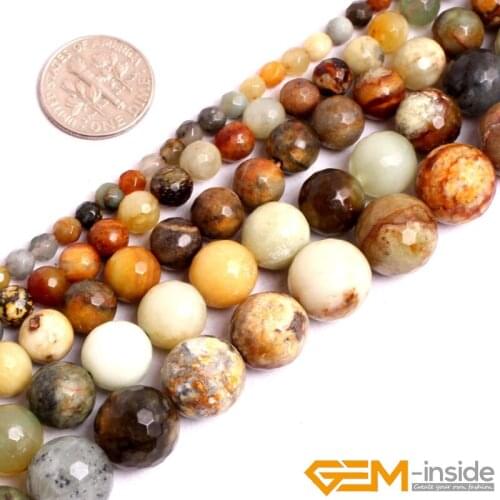 Natural Nephrite Huashow Jades Faceted Round Beads For Jewelry Making Strand 15 Inch DIY Fashion Loose Beads For Women Gifts