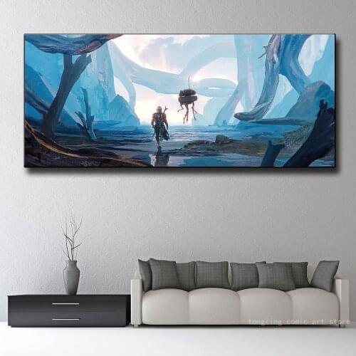 The Mandalorian Star Wars Yoda Canvas Painting Wall Art Poster Hand Painted Prints On Canvas For Living Room Home Decoration