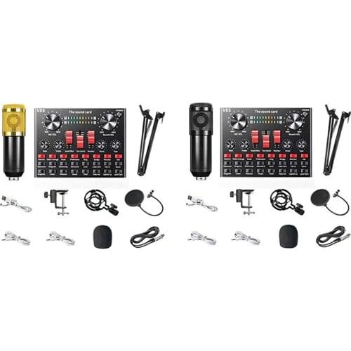 Top Deals BM 800 Condenser Microphone Bundle,Real-Time V8S Sound Card Voice Converter, Bluetooth Mixer for Music Recording