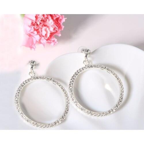 Fashion Retro Temperament Sexiness Rhinestone Big Circle Club Personality Exaggeration Big Earrings 180421-31