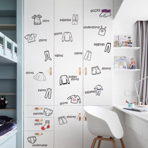 English Clothing Logo Wall Stickers Home Bedroom Decor Nursery Early Education Children Room Decor Wardrobe Decals Wallstickers