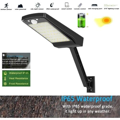 Newest Outdoor Solar garden Light Black White Waterproof Three Modes remote control rotate bracket solar street path lamp