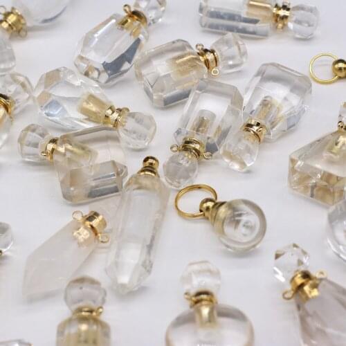 New Ladies Pendants Natural Semi-Precious Stone Perfume Bottle White Crystal Pendant for Jewelry Making DIY Necklace Accessories